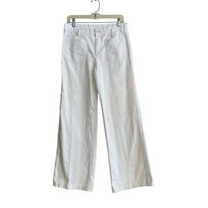 American Living White Cotton Denim Wide Leg Mid Rise Sailor Classic Jeans Sz 4